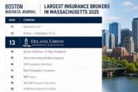 Deland Gibson ranked #13 on Boston Business Journal list of largest Massachusetts insurance brokers